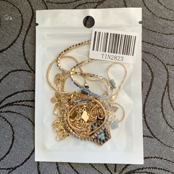 Geometric Beaded Anklet Set Gold Beaded Dangle - Picture 7 of 7